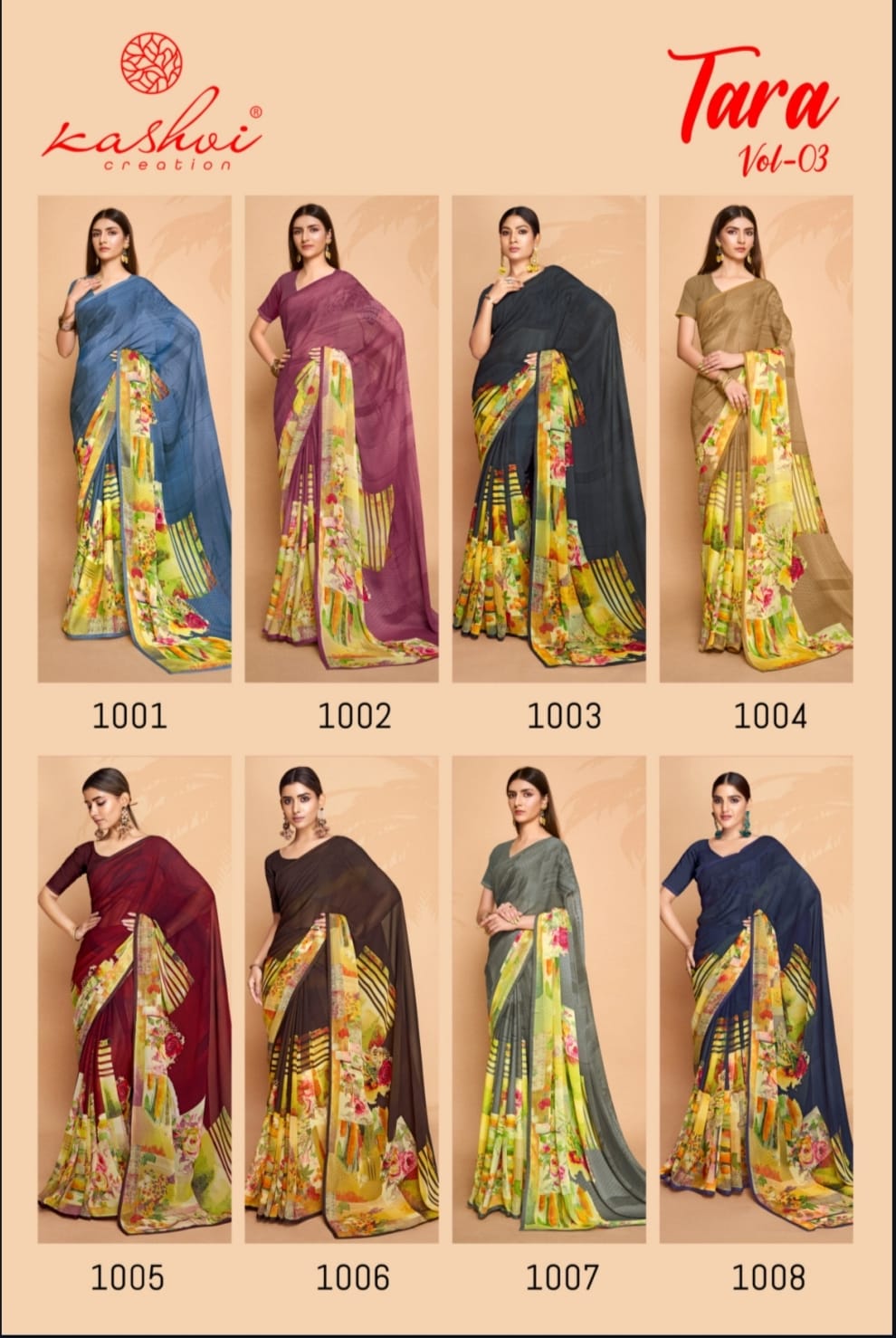Tara Vol 03 By Kashvi Weightless Printed Sarees Wholesale Price In Surat